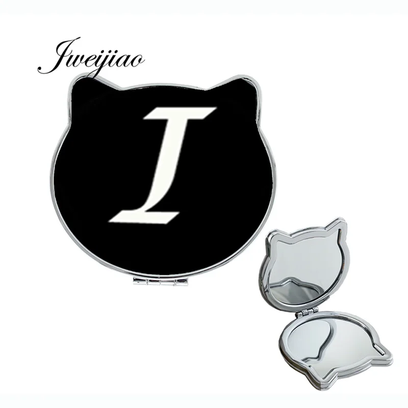 JWEIJIAO 26 букв алфавита черно-белая кошка в форме уха зеркало для макияжа складное белое кожаное дорожный кошелек карманное зеркало