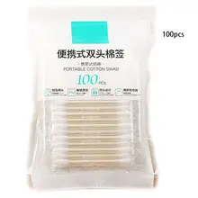 100 шт./упак. одноразовые ватные палочки с двумя головками, бумажная палочка, медицинский макияж, чистка носа