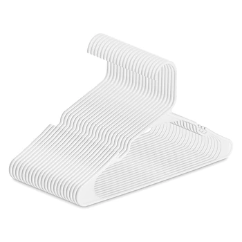 

20 Pack Premium Plastic Hangers, Durable & Strong Standard Hangers for Clothes & Pants, White