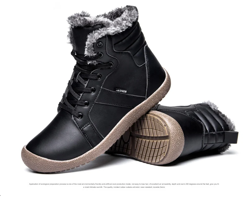 Valstone XL/Большие размеры 48; зимние мужские ботинки; качественные зимние ботинки; зимняя кожаная обувь; высокие кроссовки с плюшевой подкладкой; черные ботинки на шнуровке