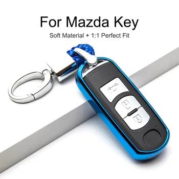 

Car Accessories Smart Key Cover Case Soft TPU for Mazda 2 3 5 6 Atenza CX5 CX3 CX4 CX7 CX30 RX8 MX5 Demio Axela Keyring Chain