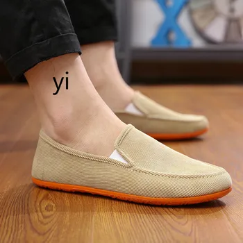 

yi new Cloth shoes men's canvas Doudou shoes men's casual shoes
