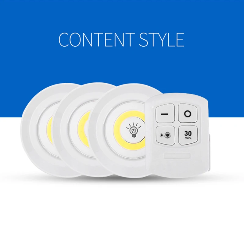 LED Under Cabinet Light with Remote Control Wireless Dimmable COB Battery LED Closets Lights for Wardrobe Bathroom Lighting