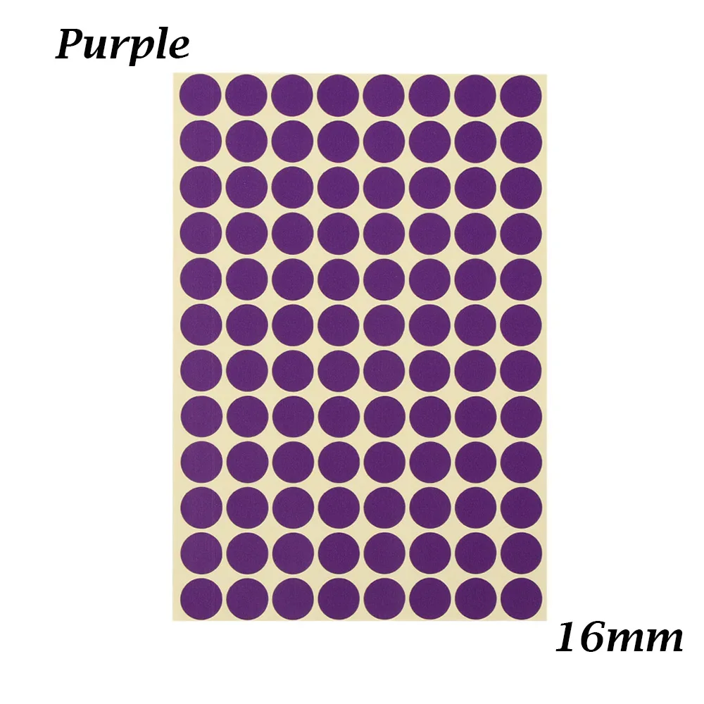purple 16mm 5 листов, 16 мм, цветные наклейки в горошек, круглые круги в горошек, канцелярские товары, посылка, бумажные клеящиеся наклейки, DIY, вечерние этикетки - Цвет: purple 16mm