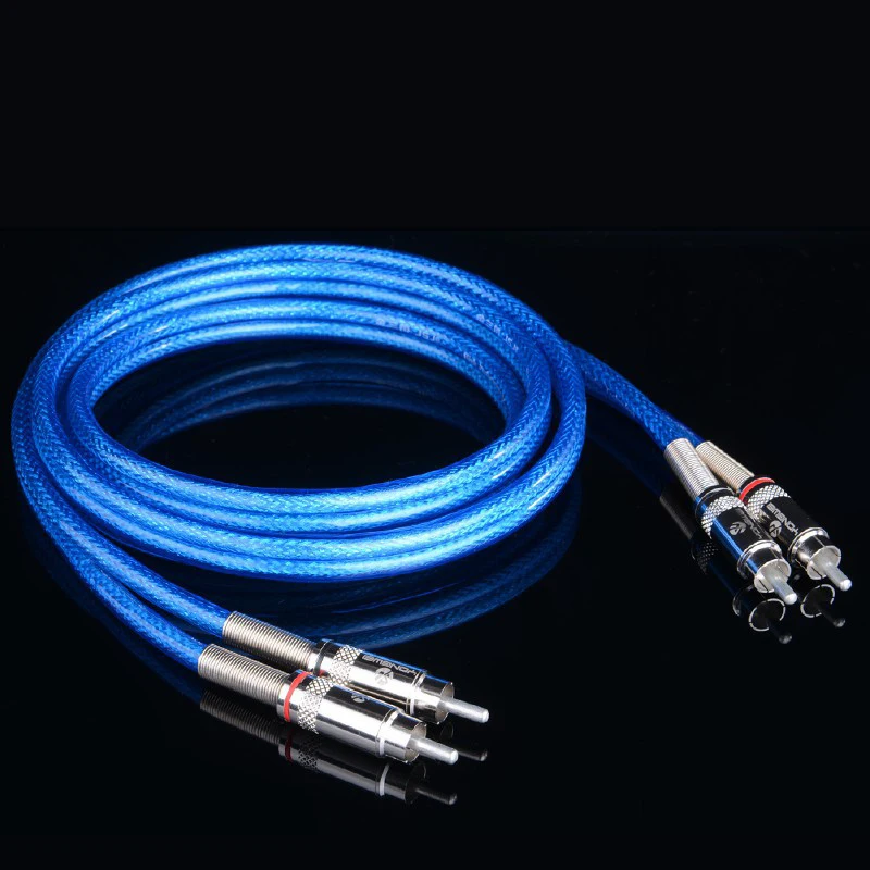 Аудио разъем RCA Кристалл синий кабель двойной RCA к двойной RCA для камеры микрофон микшер ТВ DVD усилитель Hi-Fi сабвуферные линии