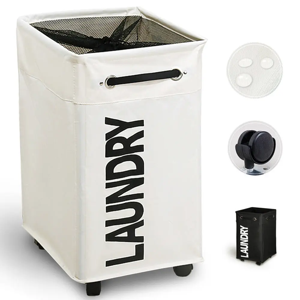 Rolling Laundry Hamper with Wheels Collapsible Laundry Basket Toy Laundry Bag Foldable Dirty Clothes