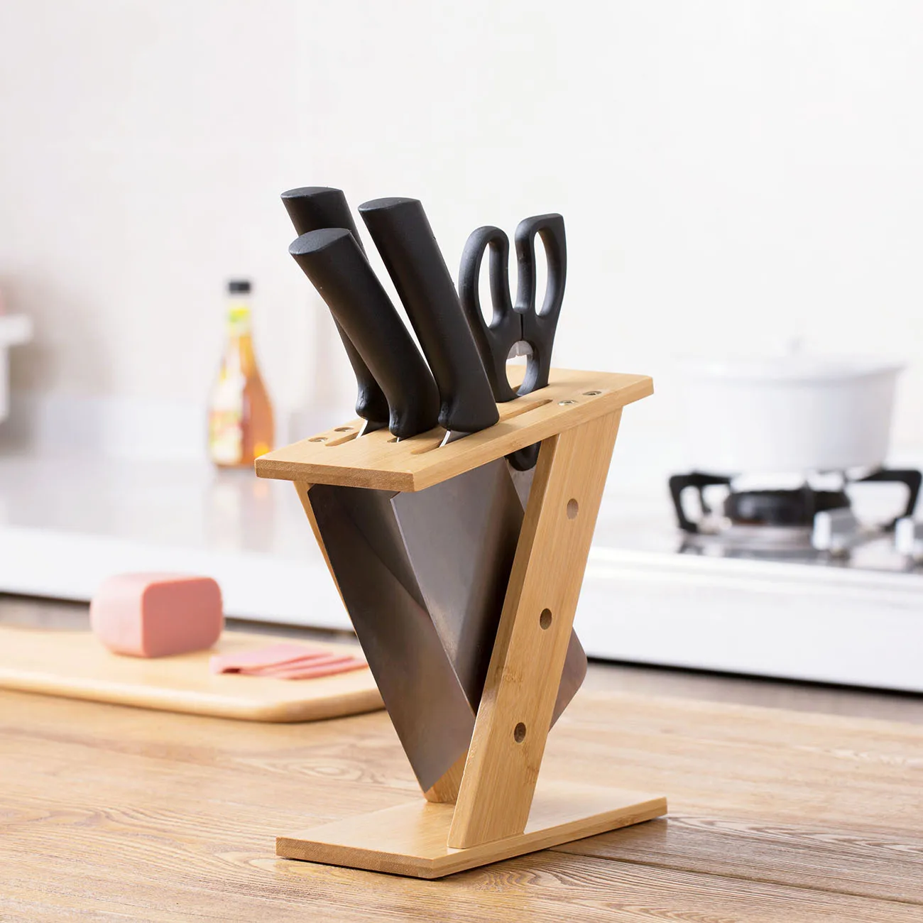 OTHERHOUSE Creative Wood Knife Holder Organizer Knife Block Stand