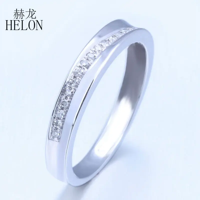 HELON Solid 10k белое золото подлинное натуральное бриллиантовое обручальное кольцо женское прекрасное ювелирное дело юбилейное кольцо