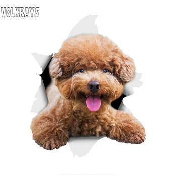 

Volkrays 3D Smiling Brown Poodle Dog Car Sticker for AutoWa Ll Toilet Kid's Room Luggage Skateboard Laptop Decal PVC,15cm*15cm
