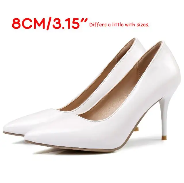LAIGZEM FASHION Women Heels Pointy Toe Stiletto High Heels 6/8/12CM Pumps Dress Wedding Work Basic Shoes Woman Big Size 33-47 LGZ176 8CM