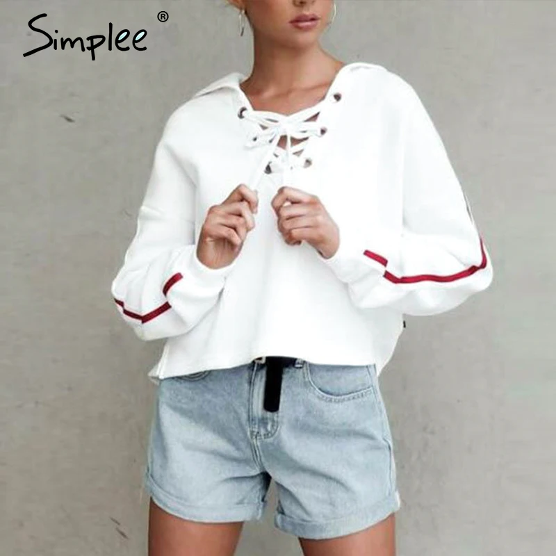 Женский вязаный пуловер Simplee повседневная толстовка с капюшоном и полосатыми