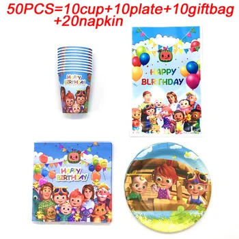 

Cocomelon Family Theme Kids Birthday Disposable Party Supplies Gift Bags Baby Shower Party Plates Cup Napkins School Party Decor