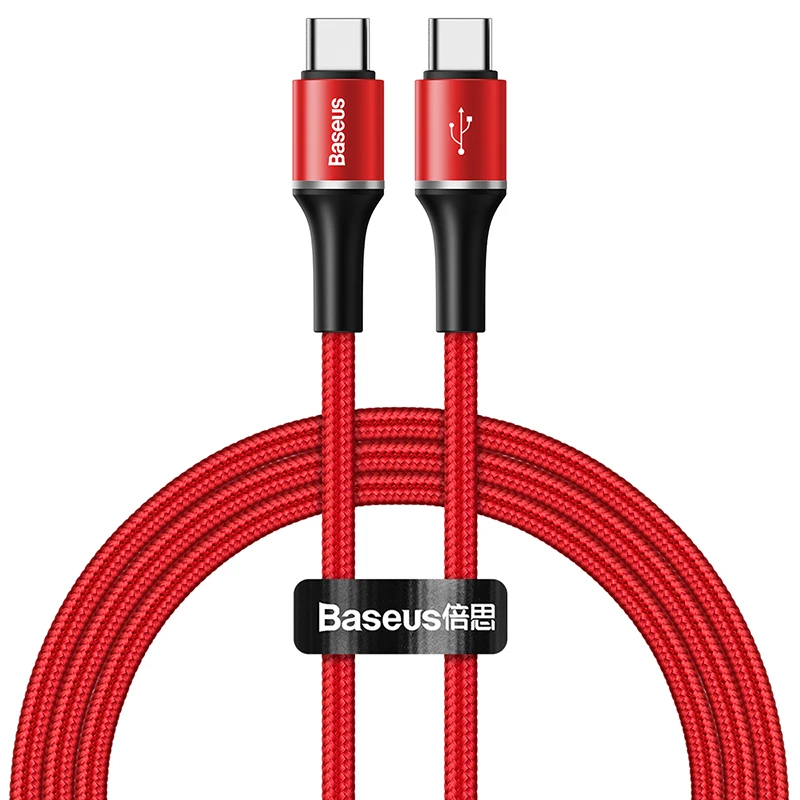 Red Кабель Baseus usb type-C-usb type-C для Xiaomi Redmi Note 7 8 PD 60W QC 3,0 Быстрая зарядка USB-C кабель для samsung Galaxy S10 S9 - Цвет: Red
