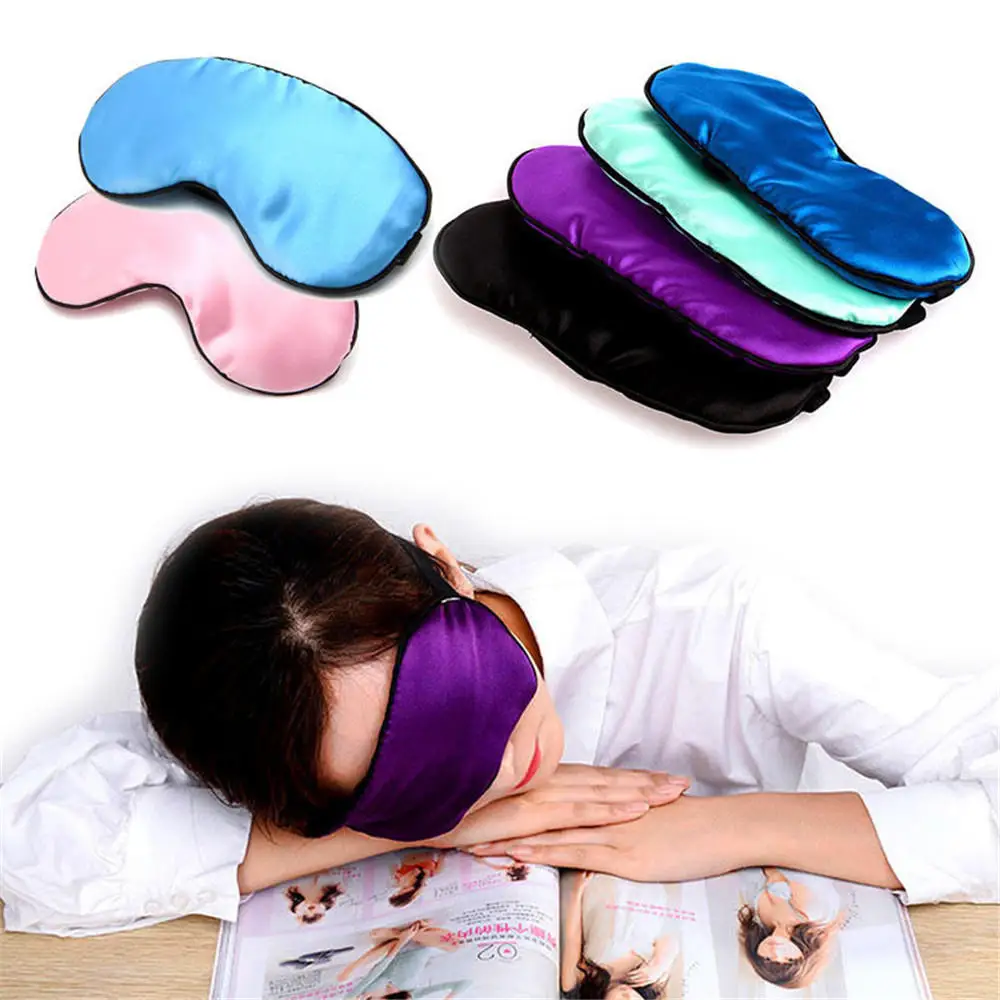 Pure Silk Sleep Eye Mask Padded Shade Cover Travel Relax Aid Eye Blindfold Shades Rest Helper Night Eyepatch 6 Colors eye mask