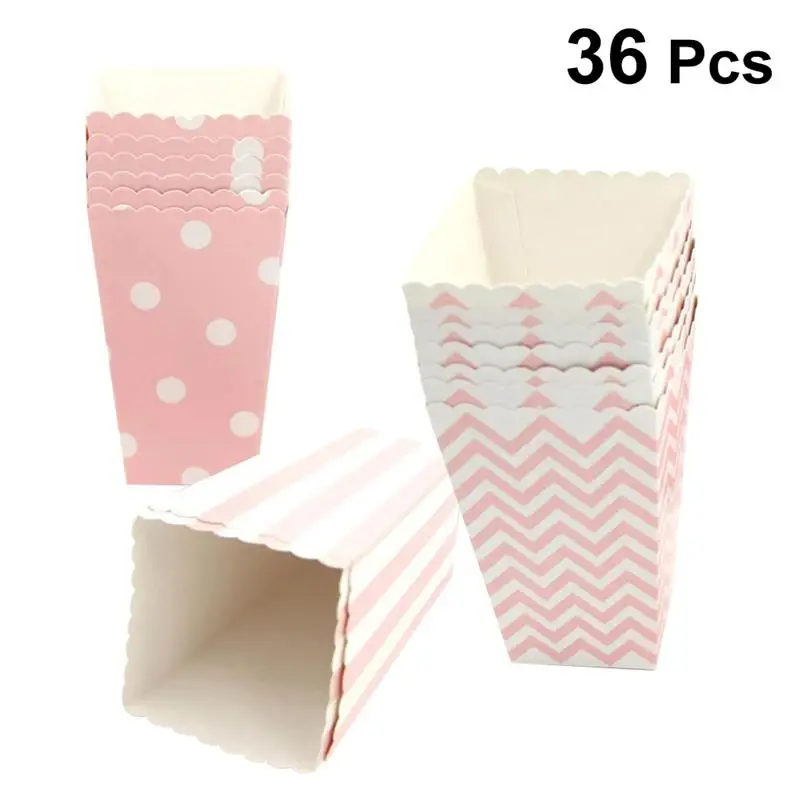 36pcs Paper Popcorn Box Party Supplies Portable Boxes Pop Corn Cartons For Candy Food Wedding Birthday | Дом и сад
