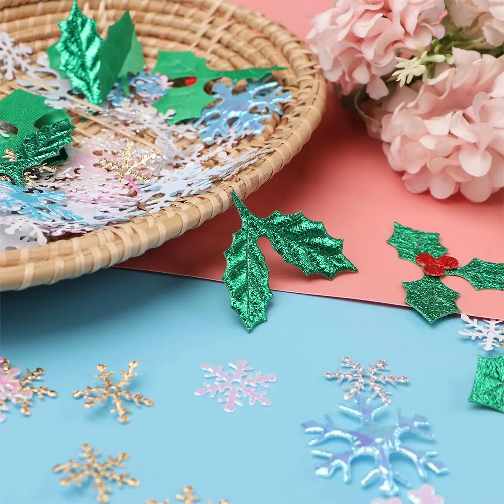 100/200/300Pcs Handmade Colorful Glitter Christmas Snowflake Ornament Birthday Party Wedding Decoration Home Decor Accessory