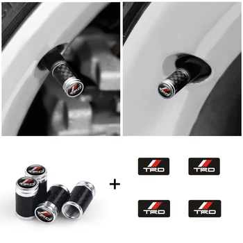 

8PCS Car Styling TRD Emblem Sticker Decal Carbon Fiber Metal Wheel Tire valve Caps for Toyota CROWN REIZ COROLLA Camry