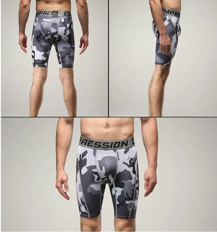 2018 летние бермуды камуфляжные шорты мужские Компрессионные шорты быстросохнущие мужские Бодибилдинг колготки пляжные шорты короткие
