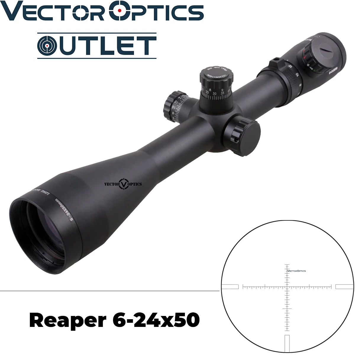 Прицел для винтовки Vector Optics Reaper 6-24x50 высокая четкость обзора 5 уровней Красного