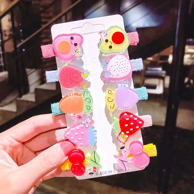 10PCS/Set New Girls Cute Cartoon Ice Cream Unicorn Hair Clips Kids Lovely Hairpins Headband Barrettes Fashion Hair Accessories hairpin wrapped 6