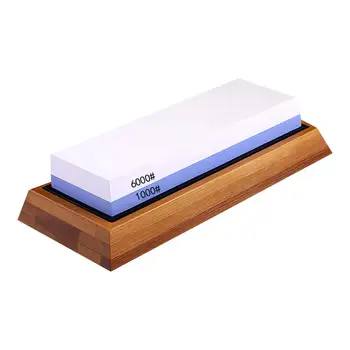 

Durable Whetstone Double-sided Cutter Sharpener with Non-slip Bamboo Base Sharpening Stone #40