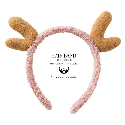F AOMU Korean Christmas Elk Antlers Headbands Cute Washing Headbands Hoops Hair Bundles Deer Ears Hairpins Women's Nets Clips - Окраска металла: F