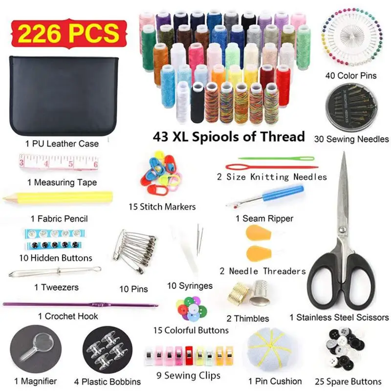 98pcs Travel Sewing Kit Needle Thread Tape Scissor Set Multi-Function  Quilting Stitching Embroidery Craft Tools 