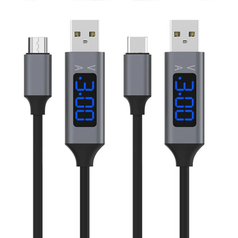 1 м usb type C Micro USB кабель для быстрой зарядки USB C кабель с светодиодный цифровым дисплеем кабель для мобильного телефона для Xiaomi huawei samsung