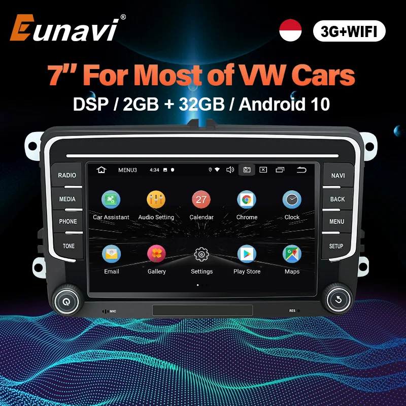 US $165.58 Eunavi 2 Din 7 Android Car Radio GPS For Volkswagen VW Passat Polo GOLF Touran Jetta Tiguan Magotan Seat Multimedia Audio DSP