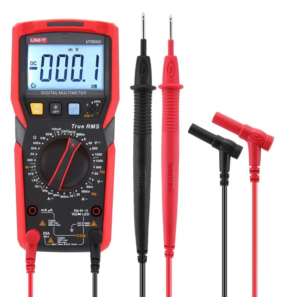 

UNI-T UT89XD True RMS Digital Multimeter DC/AC Current Voltage Ammeter Voltmeter NCV/Capacitor/Triode/LED Test Tester