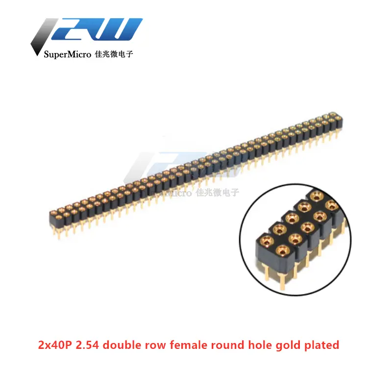 5 Pcs Round Hole Pin Header 2.0MM/2.54MM Pitch Row Female/Male, Single Row 1x40P Row 2x40P Double Row Pin Round Pin Gold Plated image 10