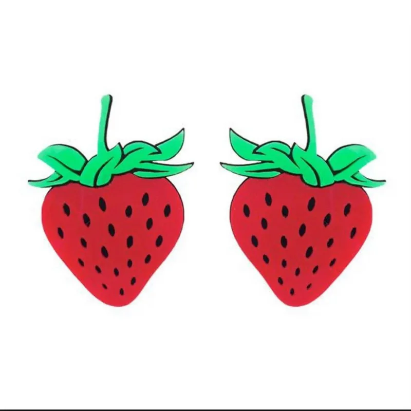 Супер милые большие акриловые серьги-гвоздики с Красной клубникой для женщин, модные большие преувеличенные серьги-гвоздики с фруктами, серьги вrincos бижутерия