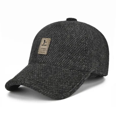 Xiaomi бейсбольная кепка, зимняя шапка для папы, теплая утолщенная хлопковая кепка с защелкой сзади, с защитой от ушей, модные регулируемые шапки для мужчин - Цвет: Black