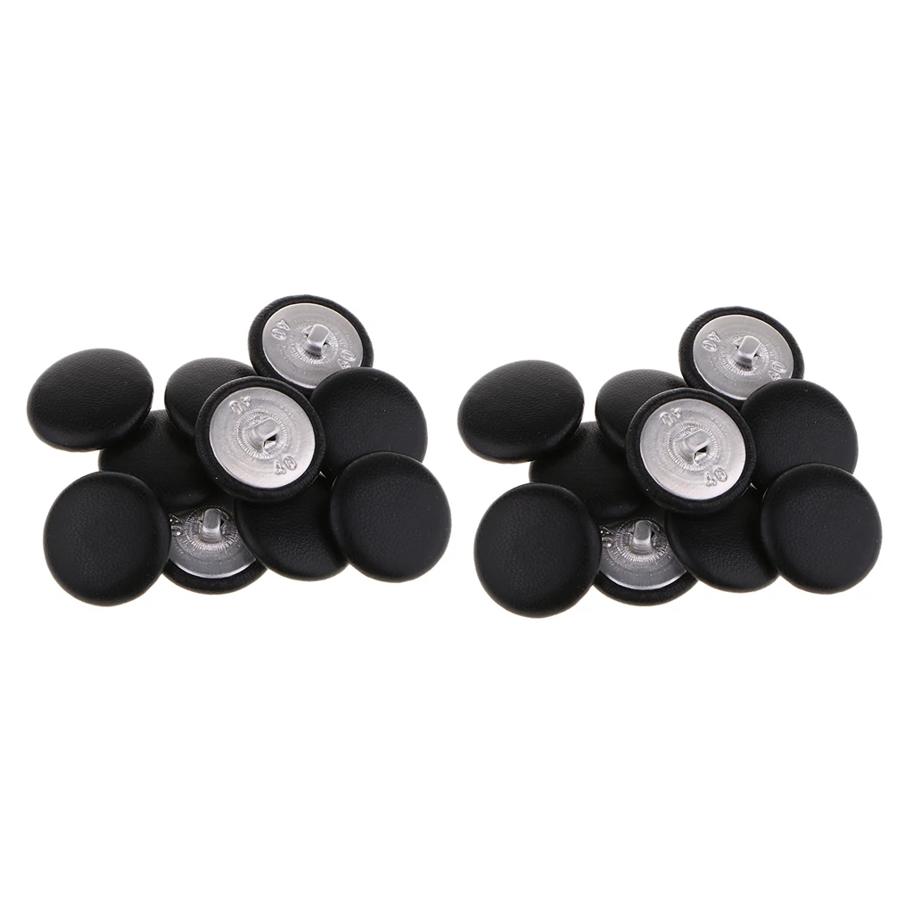 20Pcs Artificial Leather Covered Buttons Upholstery Buttons Sewing Crafts 25mm Round