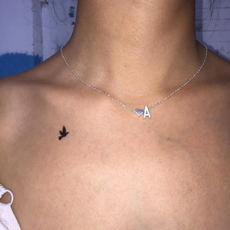 Jisensp Tiny Heart Initial Double layer Necklaces Pendants Personalize Initial Dainty Necklace Women 26 Letter Name Jewelry Gif