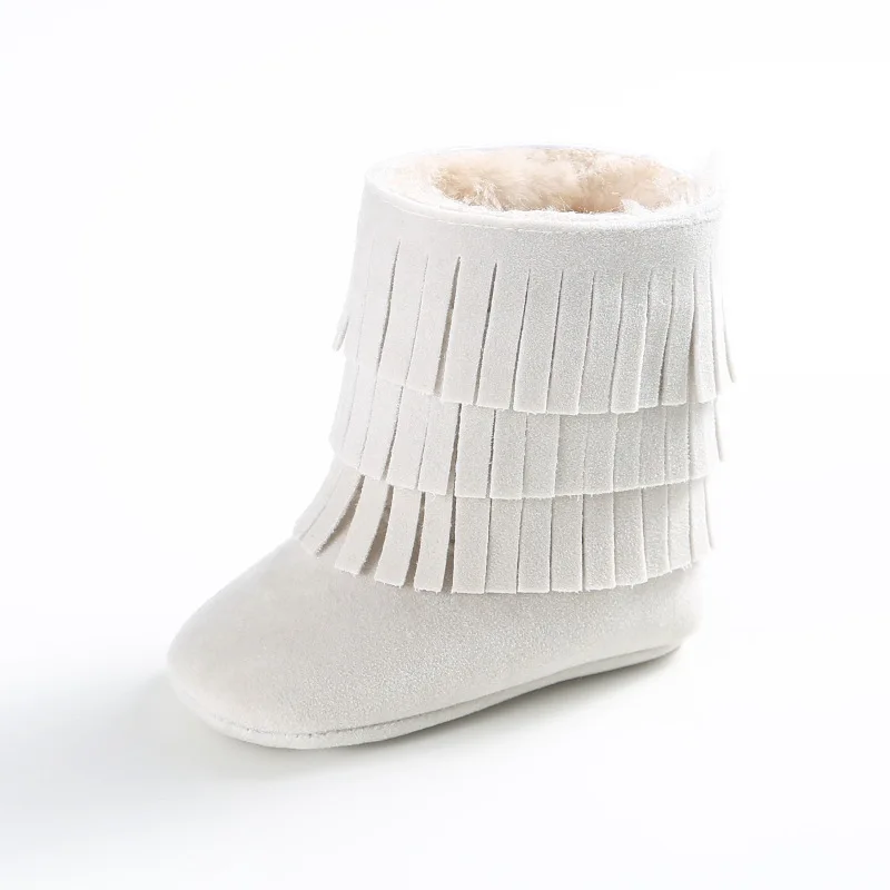 Детские зимние сапоги для мальчиков и девочек; мягкая подошва; для детей 0-18 месяцев; нескользящие теплые зимние для младенцев, до первых шагов носки; пинетки - Цвет: beige