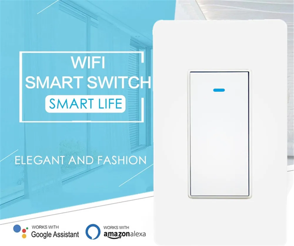 Tuya Samrt life APP WiFi Smart Switch US 1 банда 1way настенная кнопка беспроводной пульт дистанционного управления Умный дом контроллер от Alexa Google Home