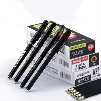 

12pcs/box Needle Tip Gel Pens Black Ink 0.28mm 0.38mm 0.5mm for Choose Extra Fine Point Exam/Office Pens School Supplies