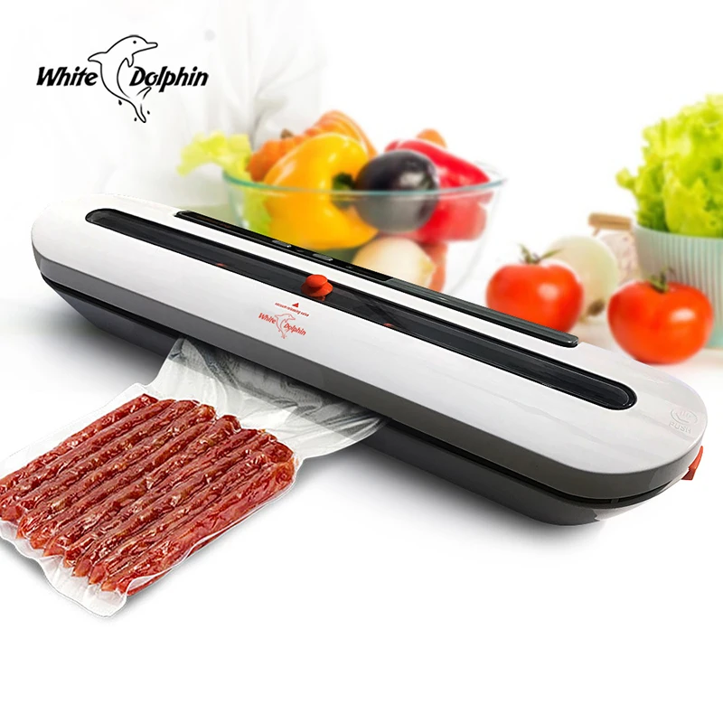 Mejores Ofertas White Dolphin-sellador al vacío de alimentos para el hogar, máquina automática de sellado al vacío de alimentos que incluye 10 Uds. bYno89R9