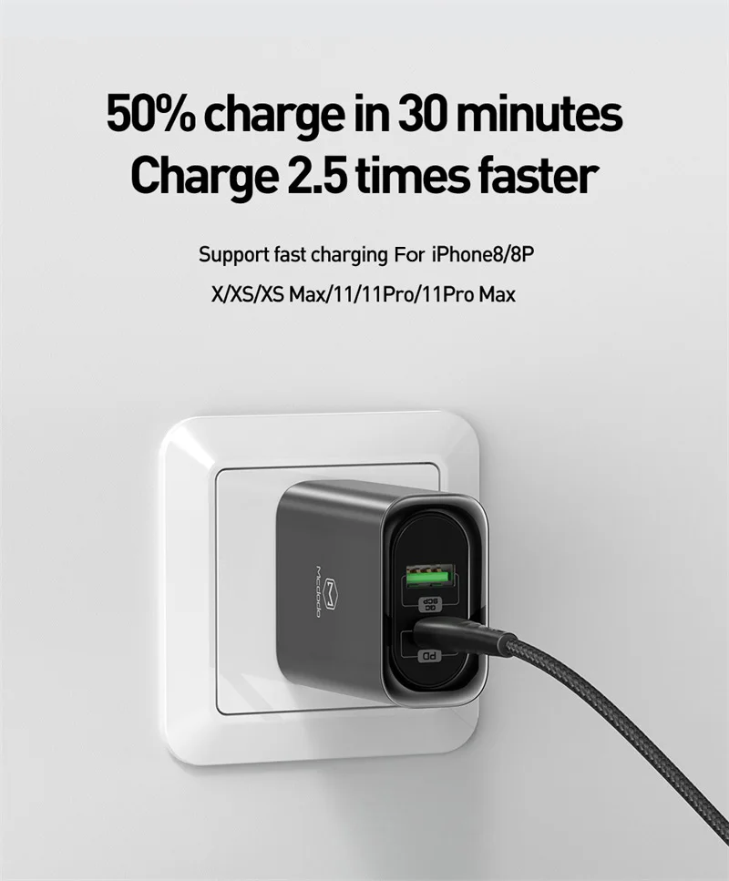 Mcdodo 30 Вт PD USB Зарядное устройство Quick Charge 3,0 Для Xiaomi mi9 samsung S10 huawei Supercharge зарядки для iPhone 11 Pro Xs Max iPad