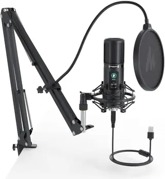 

MAONO PM421 USB Microphone 192KHZ/24BIT Professional Cardioid Condenser Podcast Mic with One-Touch Mute and Mic Gain Knob