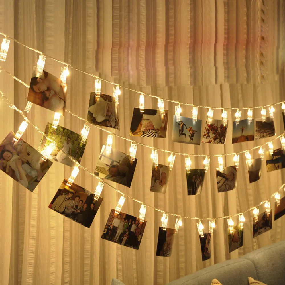 1,5 м 10 светодиодный подвесные открытки зажимы для фото прищепки для фото строка светящаяся лампа для дома Декор Красивое Освещение струны