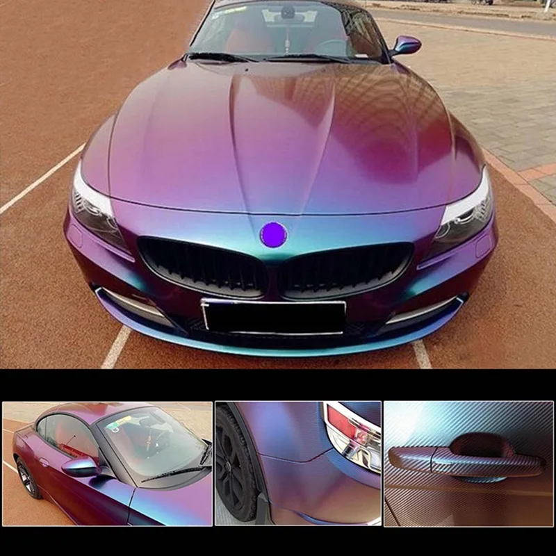 30X152CM Car Body Chameleon 3D Vinyl Wrap Color Changing Film Purple to Blue Sticker DIY Decal Auto Exterior Styling | Автомобили и
