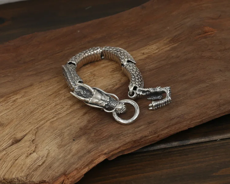 S925 стерлингового серебра ювелирные изделия Мужская мода ручной работы личности ретро тайские серебряные суставы Shenlong domineering браслет