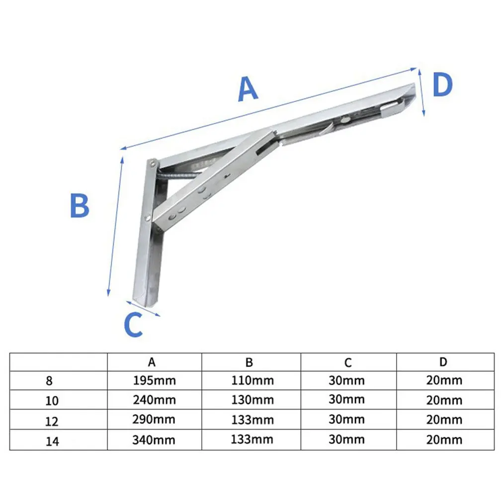 Plateado wjtygzhl Soporte de Pared de Acero Inoxidable Triangular para Estante de Almacenamiento Plegable Soporte de Carga Fuerte 8 Pulgadas