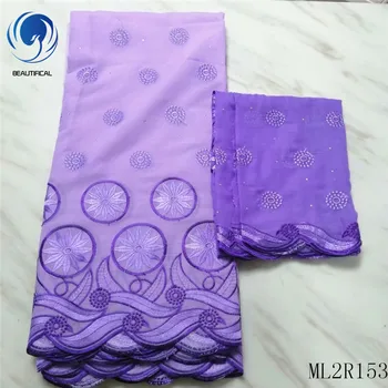 

BEAUTIFICAL african lace fabrics Latest style voile lace fabric for dresss 5+2yards embroidery cotton lace fabric ML2R153