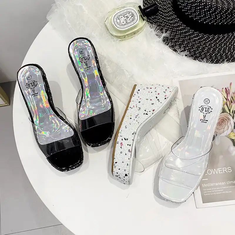 White sparkly wedges Clearance