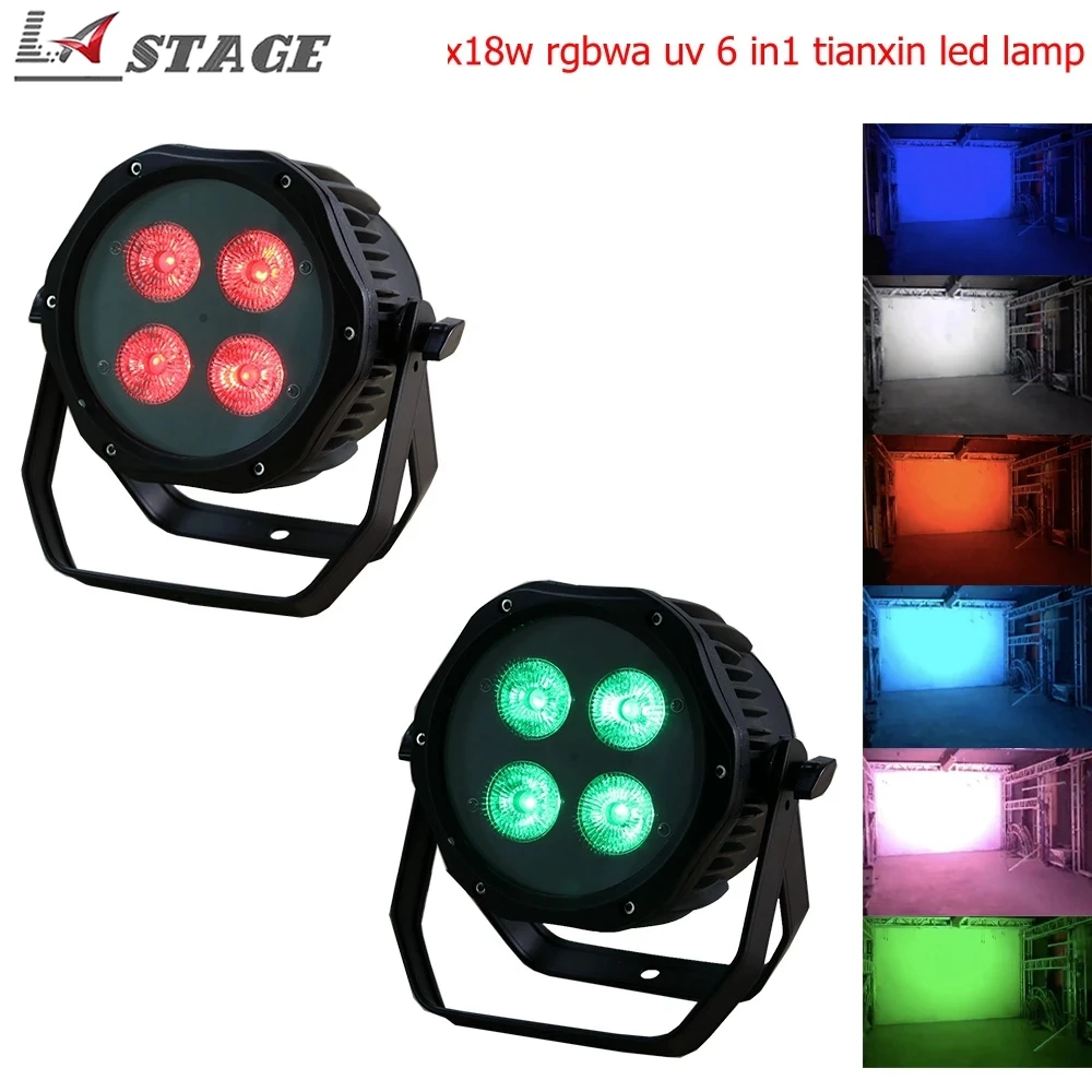 Бесплатная доставка 2 шт./лот Светодиодная лампа Tianxin 4x18 Вт RGBWA + UV 6в1 сценическое