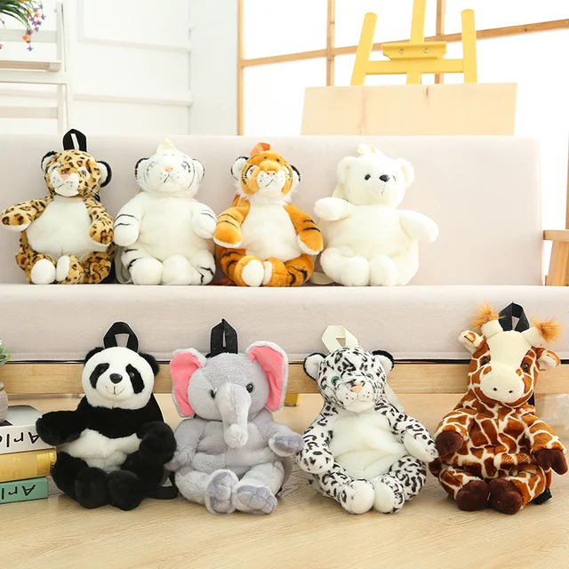 Plush Animals Backpacks Kids Stuff Backpack Leopard Tiger Panda Polar Bear Giraffe school bag 6