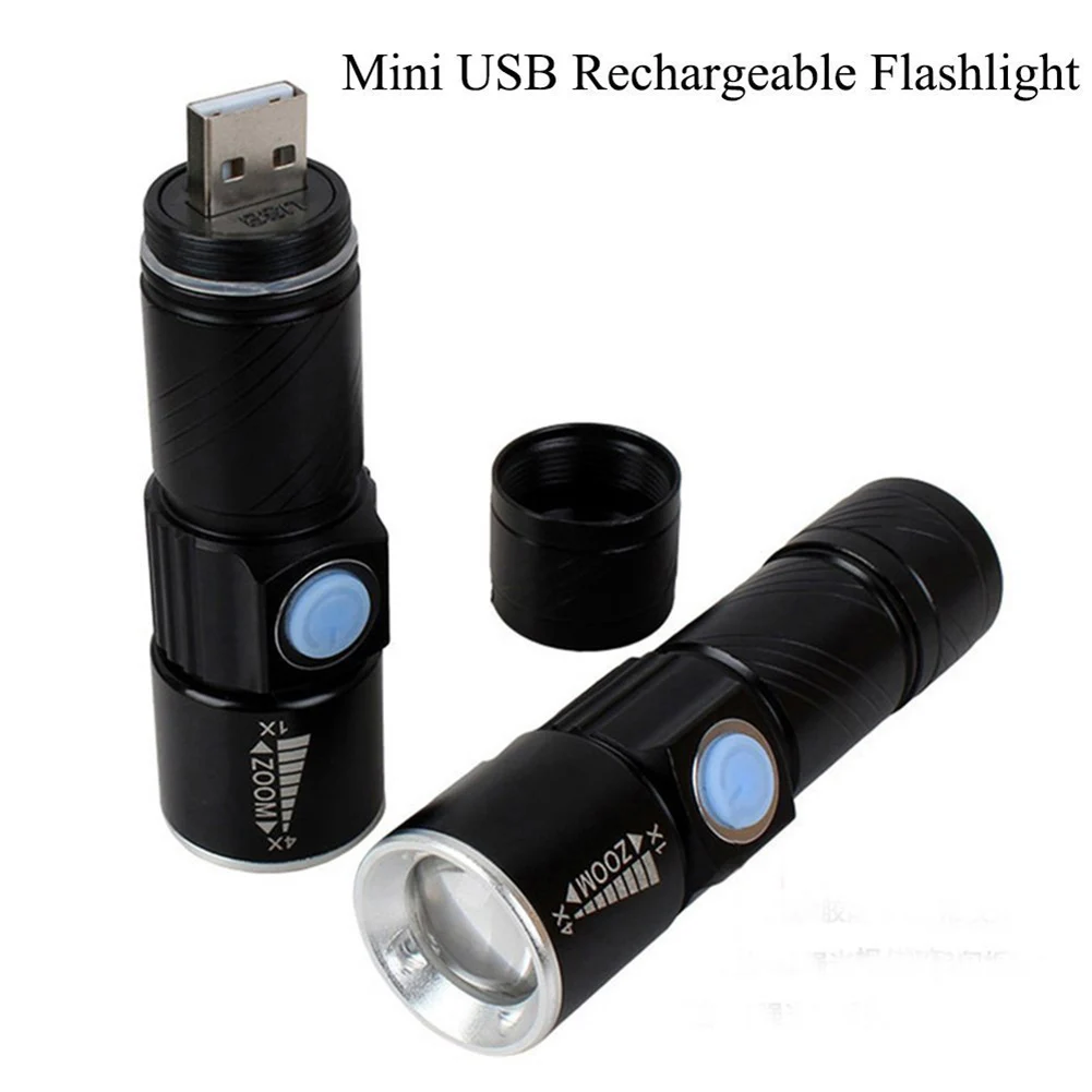 

USB Flashlight Highlight Handy Powerful Led 3 Modes Mini Flashlight Waterproof Zoomable Focus Torch Usb Charging Lights New